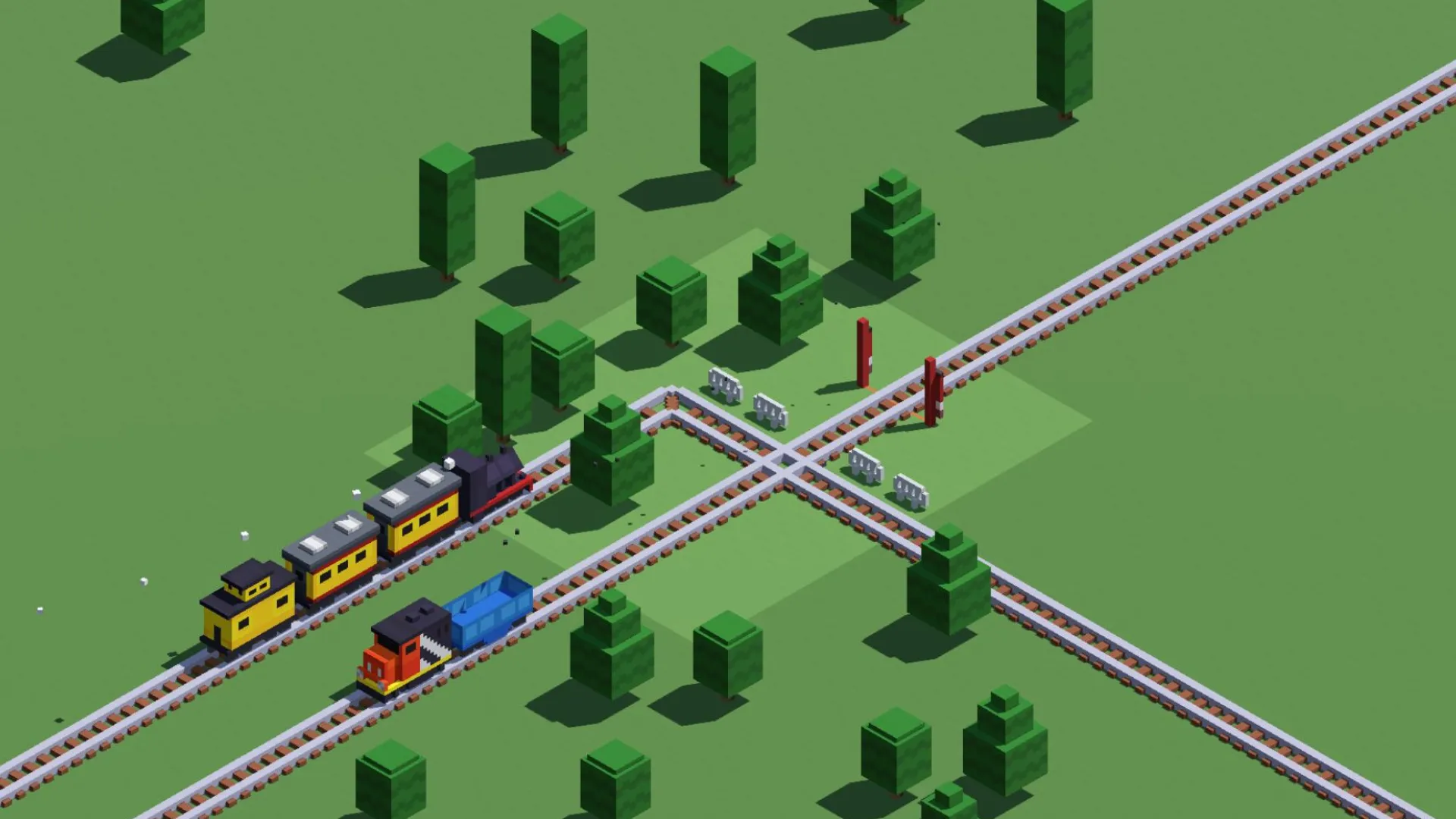 A busy Cross Tracks railway junction