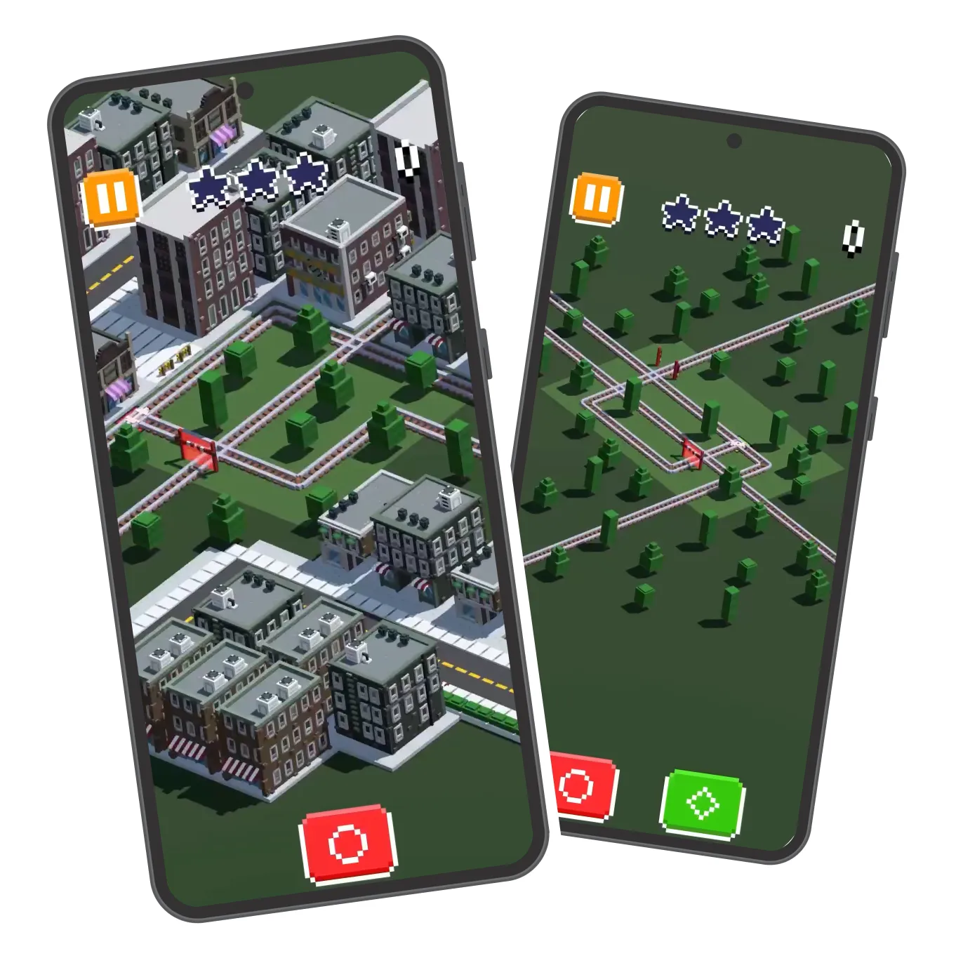 Cross Tracks running on two mobile phones